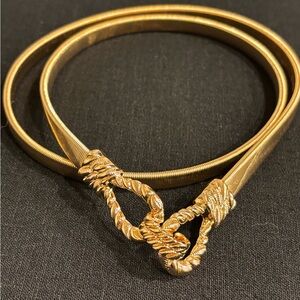 Vintage Slinky Snake Stretch Belt Gold Tone